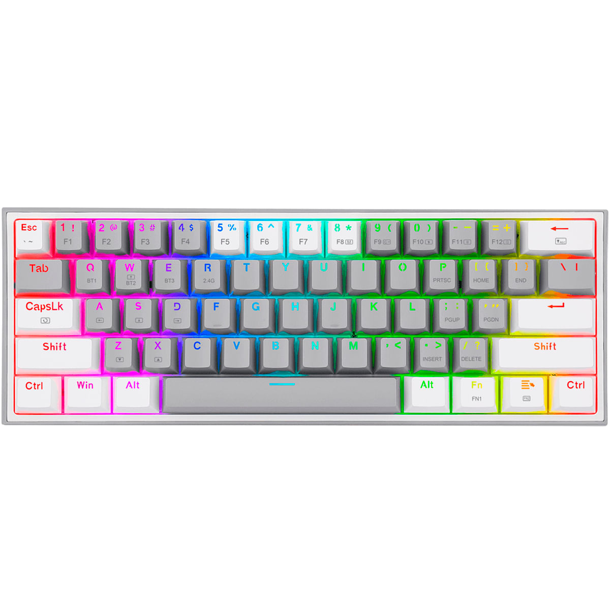 TECLADO REDRAGON FIZZ PRO K616 MECÁNICO RGB GRIS Y BLANCO