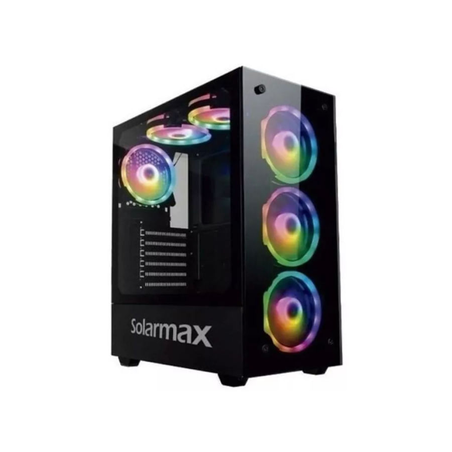 GABINETE SOLARMAX CM-5901 TG 6FAN RGB BLACK