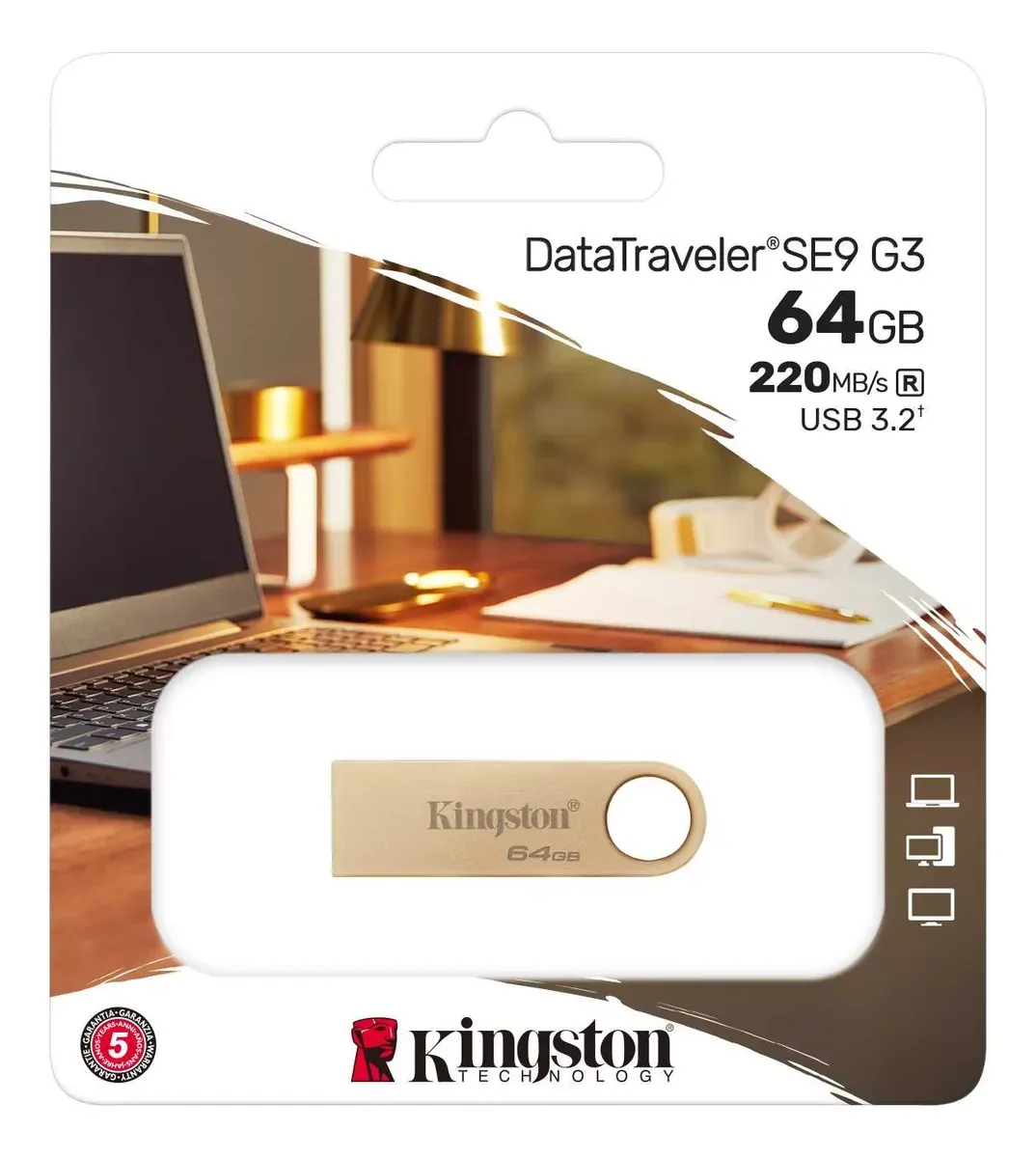 PENDRIVE 64GB KINGSTON DTSE9 METÁLICO