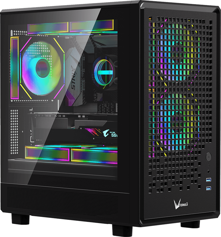 GABINETE FORMULA V AIR MESH G2 3F FRGB BLACK