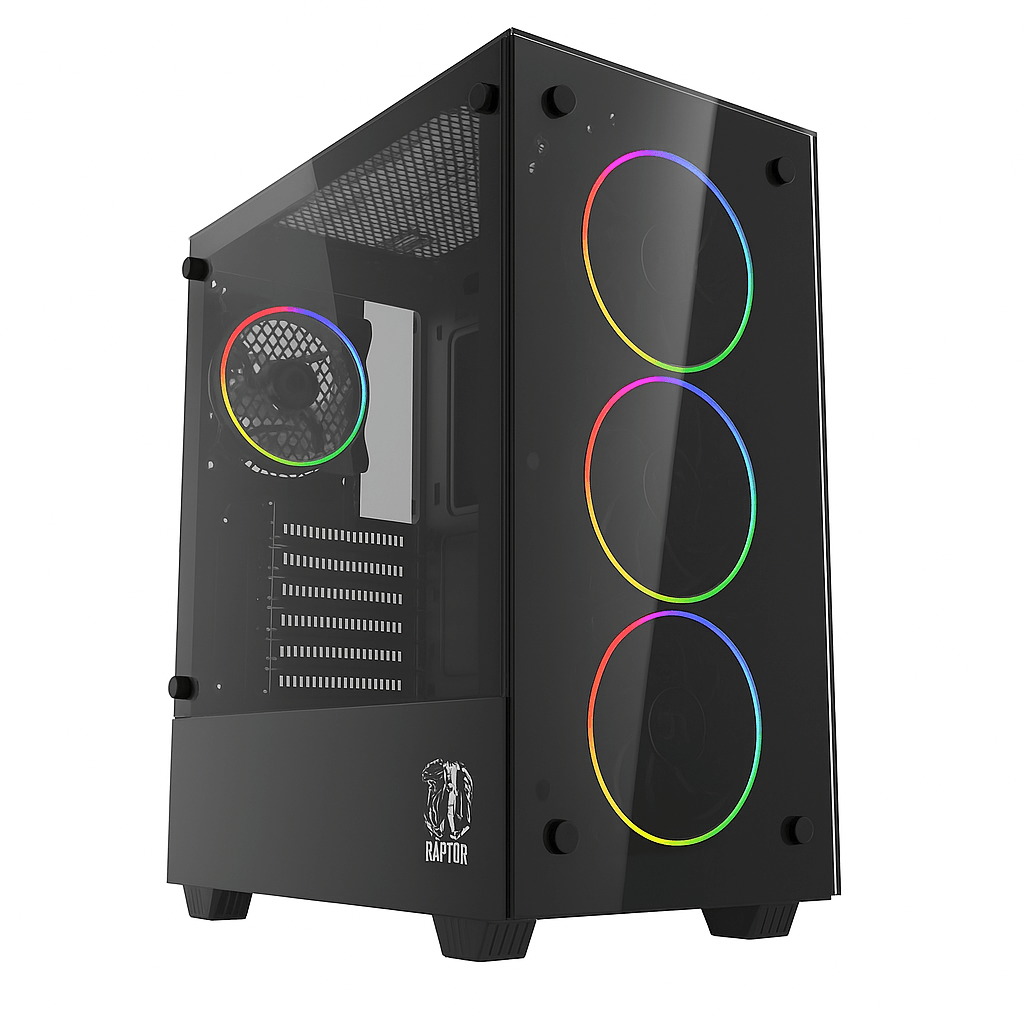 GABINETE RAPTOR SENTINEL TG MT RGB FANX4