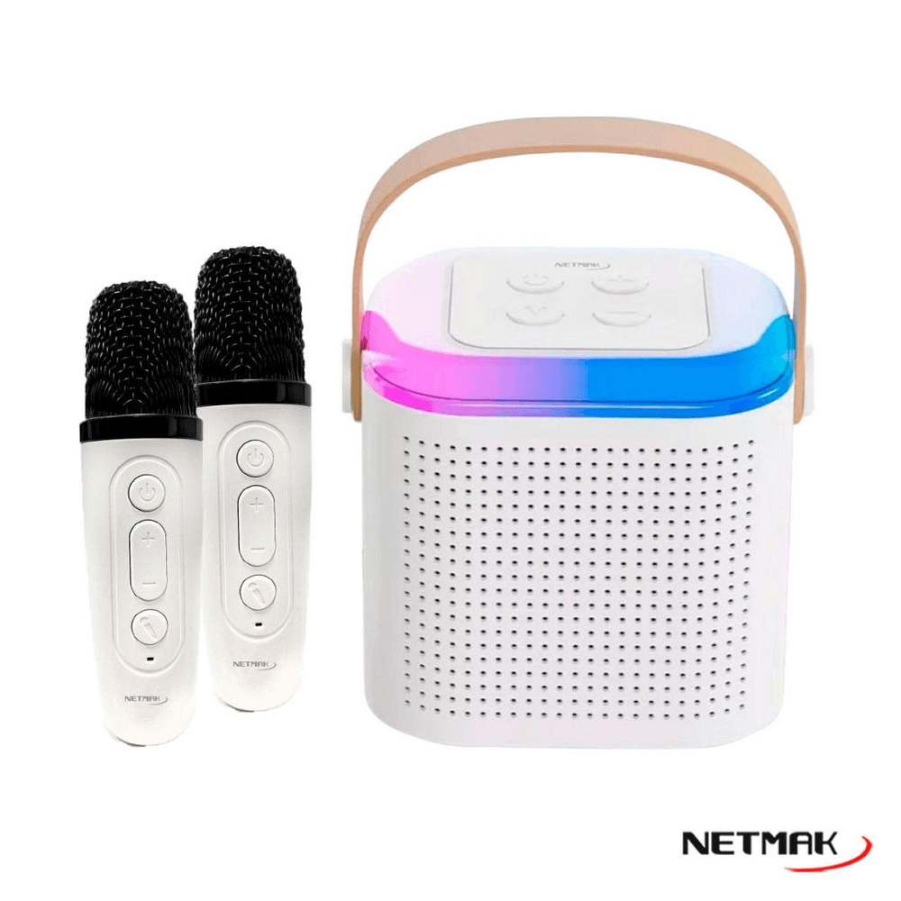 PARLANTE NETMAK NM-MOLLY KARAOKE 2 MICRÓFONOS BLUETOOTH