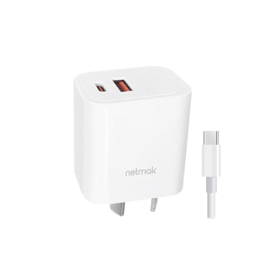 CARGADOR CELULAR NETMAK 20W PD QC CON CABLE