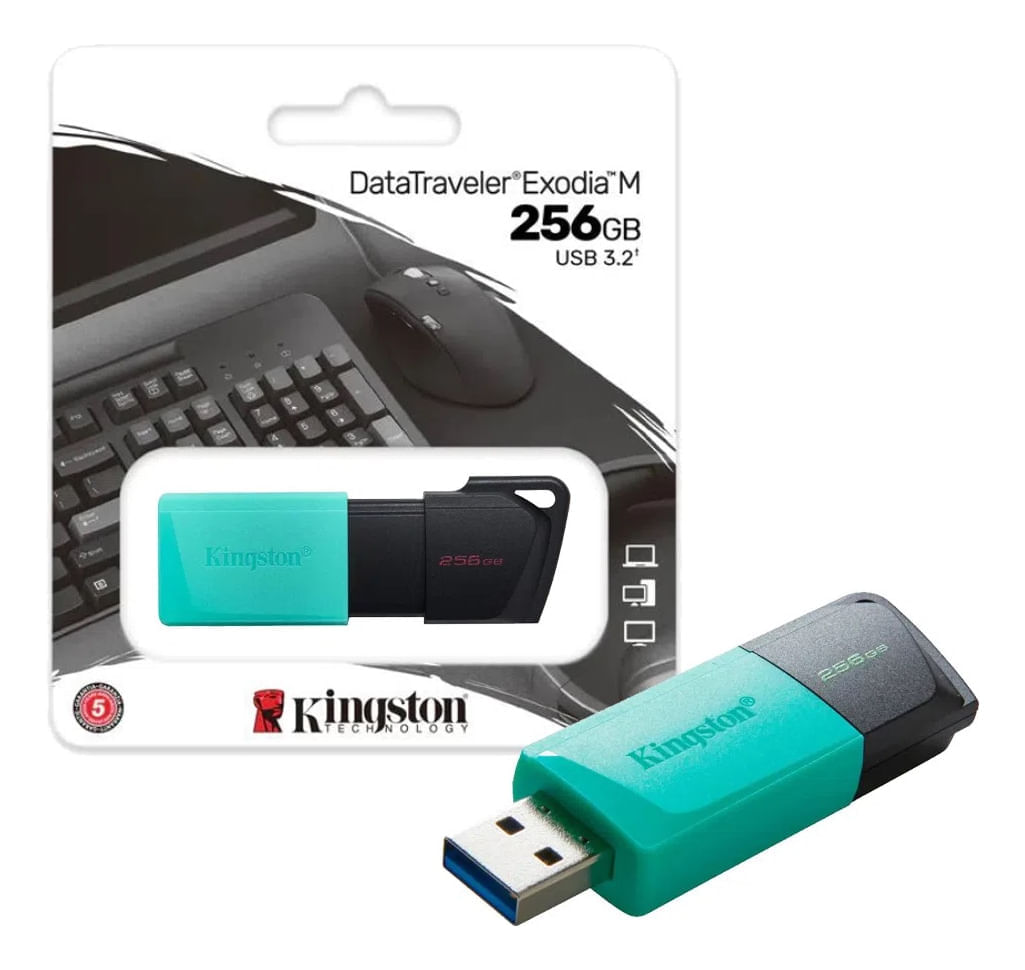 PENDRIVE KINGSTON DATATRAVELER EXODIA M 256GB NEGRO/CIAN