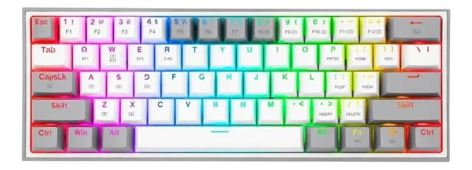 TECLADO REDRAGON FIZZ PRO K616 MECÁNICO RGB BLANCO Y GRIS