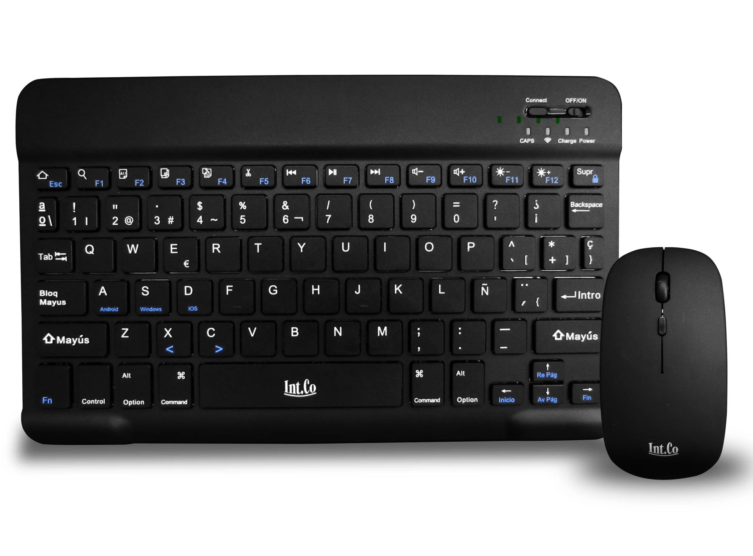 KIT INTCO RDKM-906 TECLADO Y MOUSE BLUETOOTH NEGRO