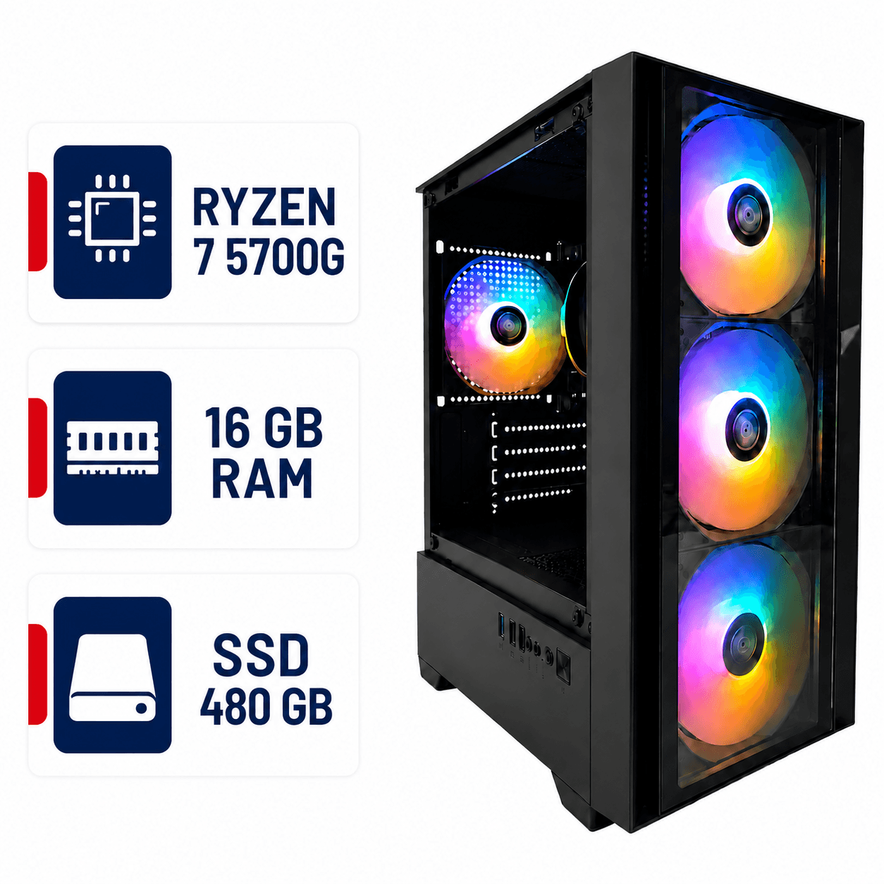 PC ARMADA AMD RYZEN 7 5700G 16GB RAM SSD 480GB