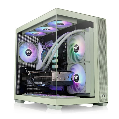 GABINETE THERMALTAKE VIEW 380 MID-TOWER TG MATCHA GREEN