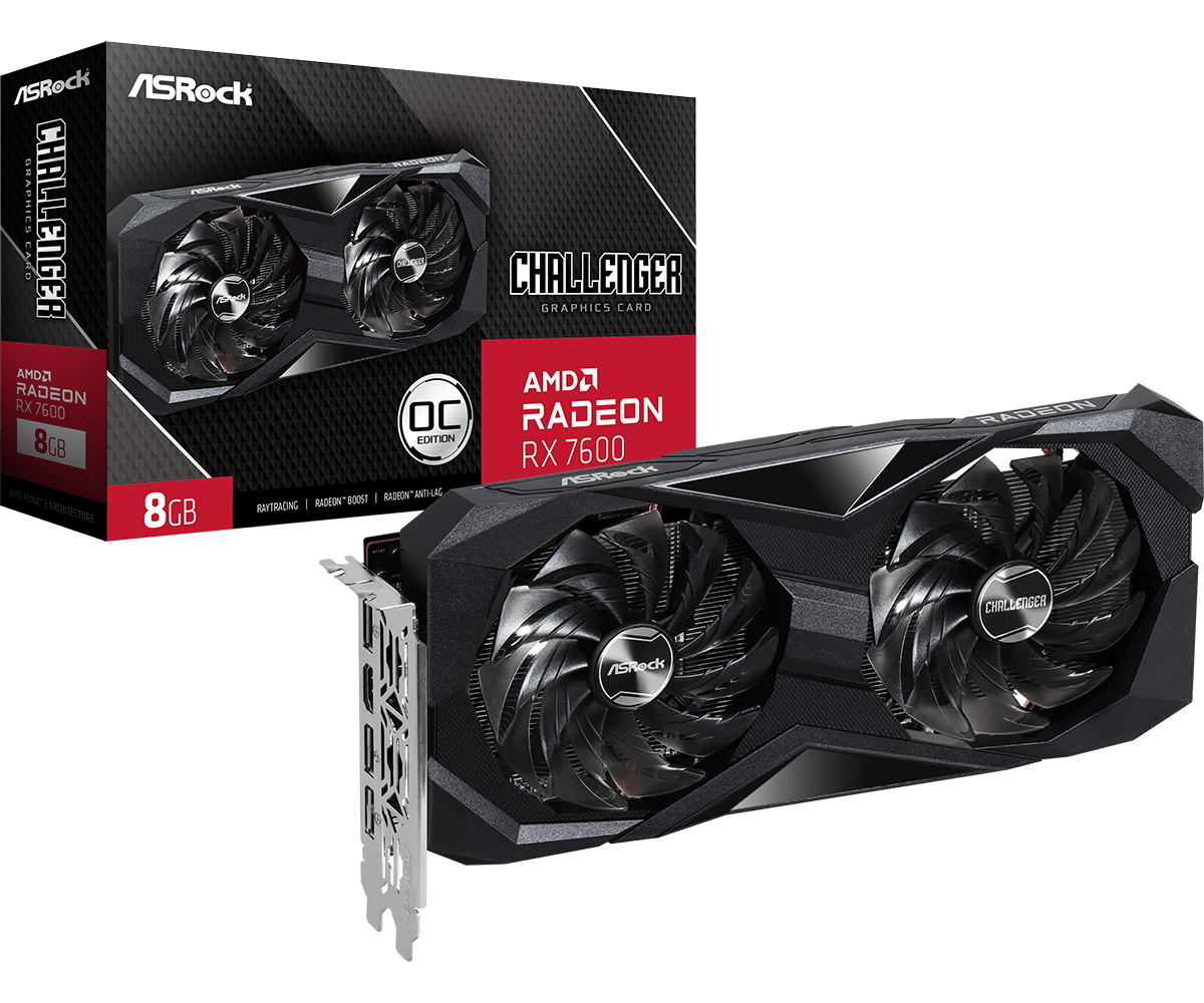 PLACA DE VIDEO ASROCK RADEON RX 7600 CHALLENGER DARK OC 8GB