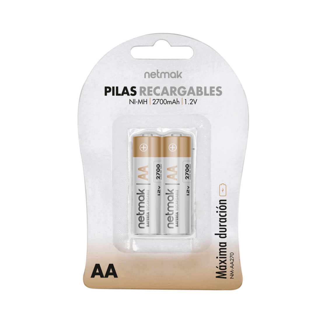 PILAS NETMAK AA RECARGABLES 2700MAH X2