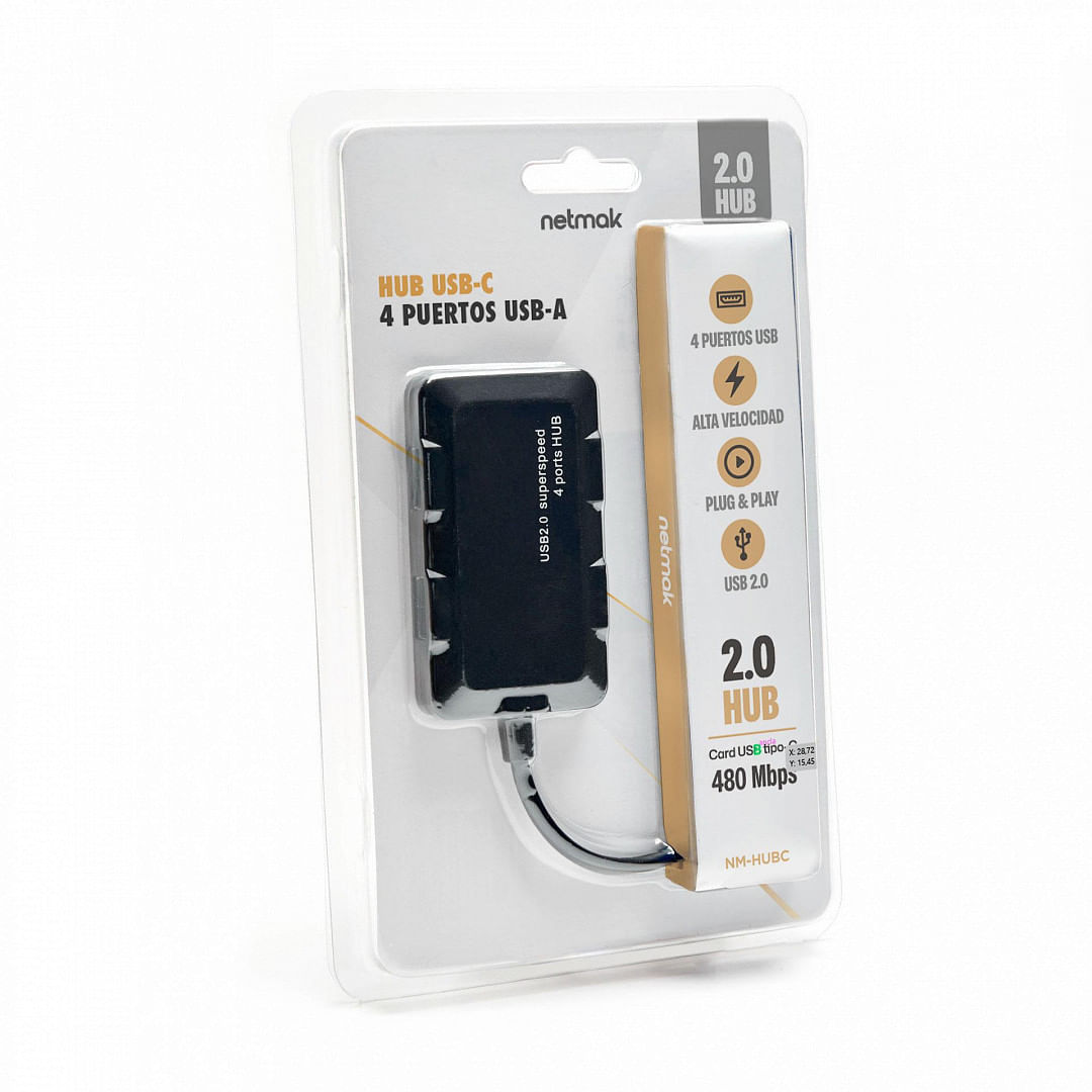 HUB USB-C NETMAK NM-HUBC 4 PUERTOS USB 2.0