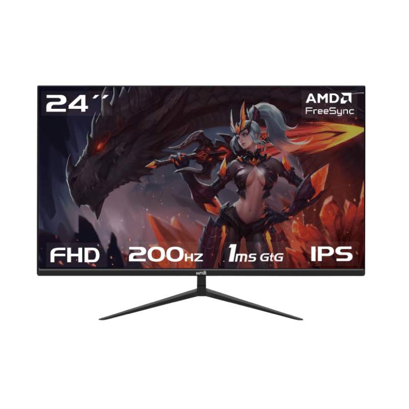 MONITOR 24" RAPTOR HAWK EYE FRAMELESS FHD 200MHZ 1M