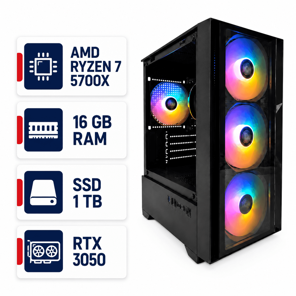 PC ARMADA AMD RYZEN 7 5700X 16GB RAM SSD 1TB RTX 3050