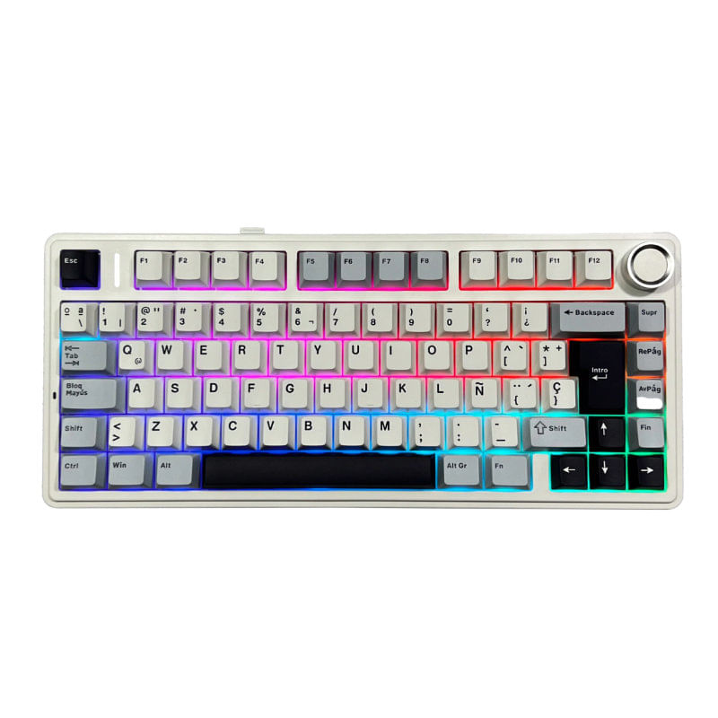 TECLADO AULA F75 WIRELESS RGB AZUL, BLANCO Y VIOLETA