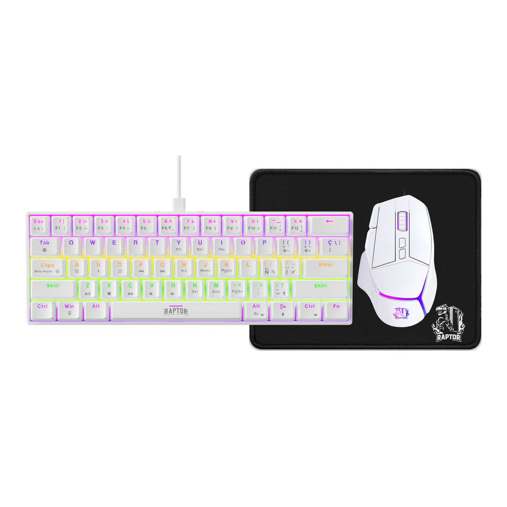 KIT RAPTOR 3 EN 1 TECLADO 61 TECLAS WHITE