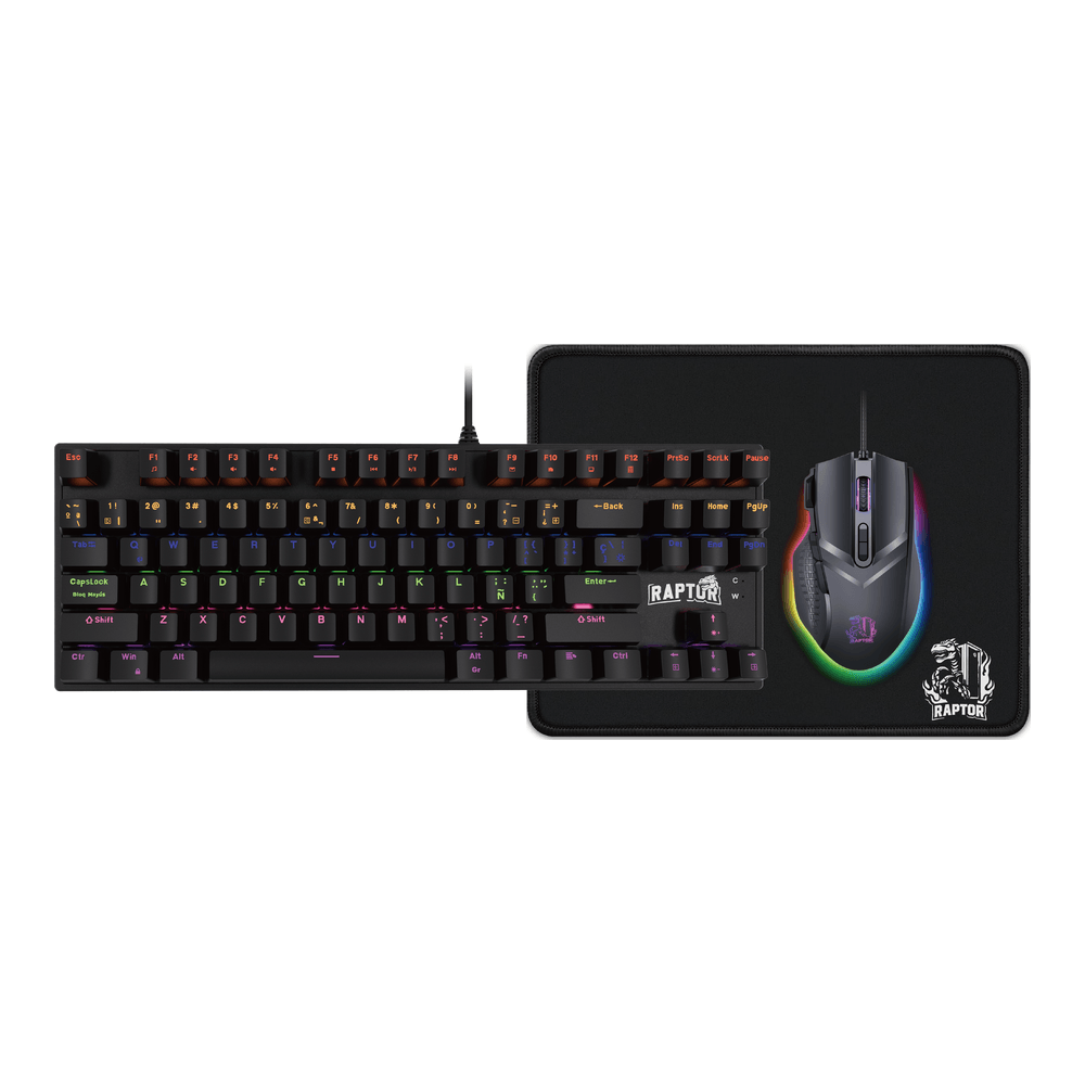 KIT RAPTOR 3 EN 1 TECLADO MECÁNICO 87 TECLAS BLACK