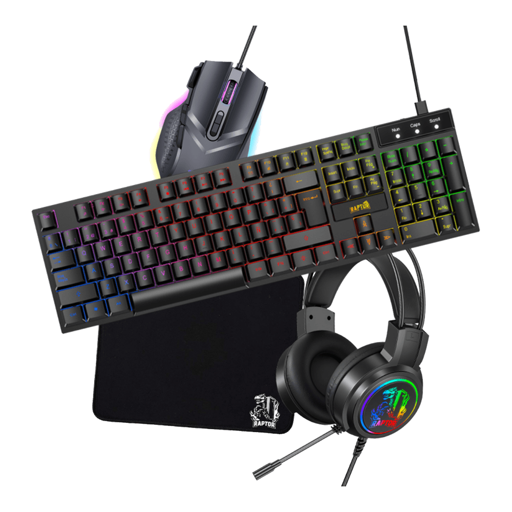 KIT RAPTOR 4 EN 1 TECLADO 104 TECLAS BLACK